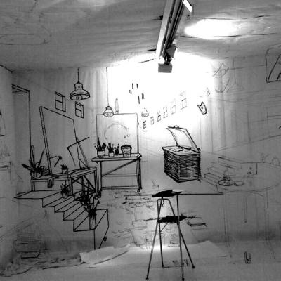 Estudio dentro del estudio, 2015 Claudio Capellini, instalaciones y performances