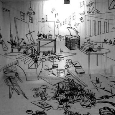 Estudio dentro del estudio, 2015 Claudio Capellini, instalaciones y performances