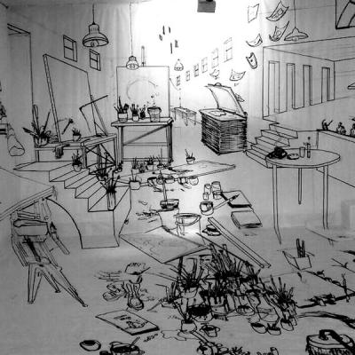 Estudio dentro del estudio, 2015 Claudio Capellini, instalaciones y performances